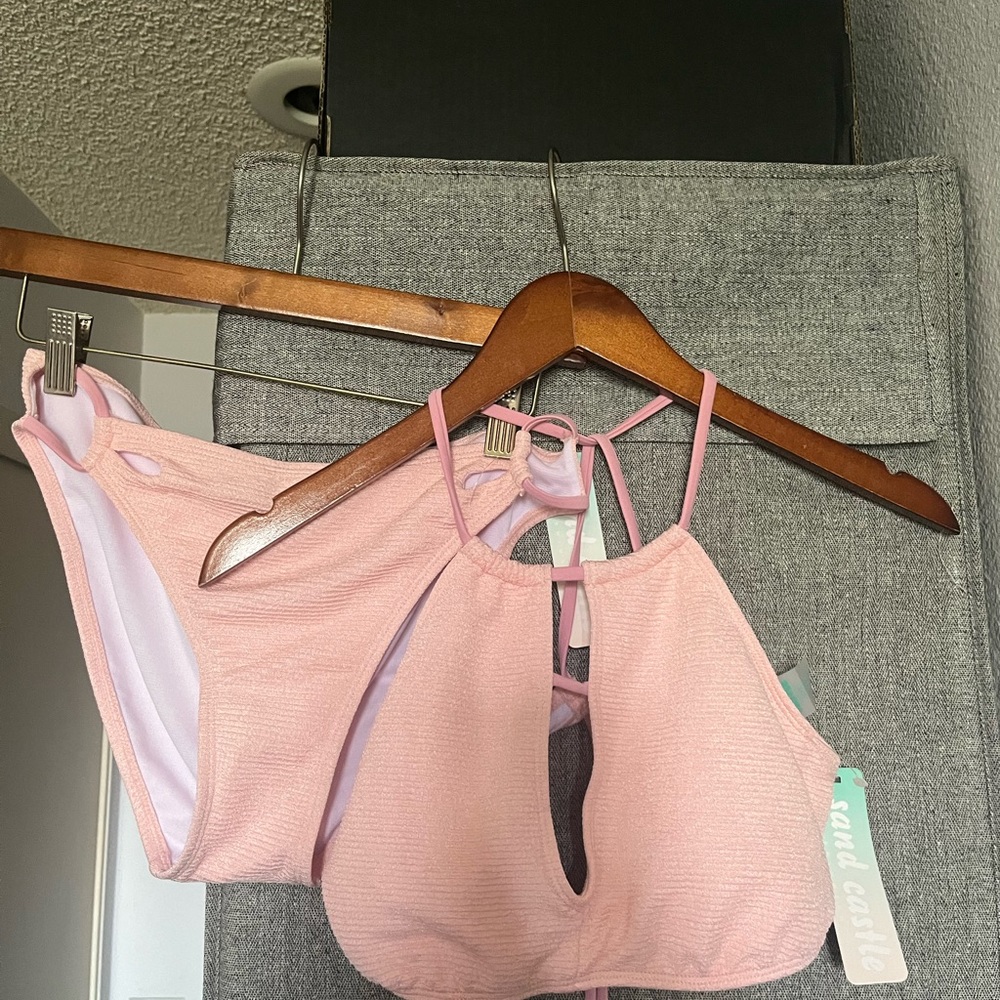 New pink 2 piece bikini sz l